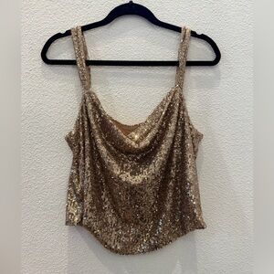 NWT Anthropologie Cowl-Neck Sequin Camisole